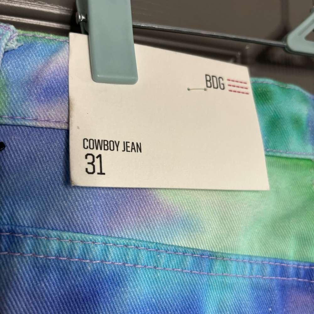 BDG by Urban Outfitters Cowboy Jeans Watercolor Floral Tie-Dye High Rise 31 - Picture 6 of 16